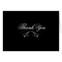 Elegant Floral Swirls Thank You Blank Notecard