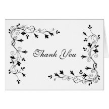 Elegant Floral Vine Border Thank You Note Card
