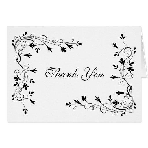 Elegant Simple Floral Flower Vine Border Thank You | Zazzle