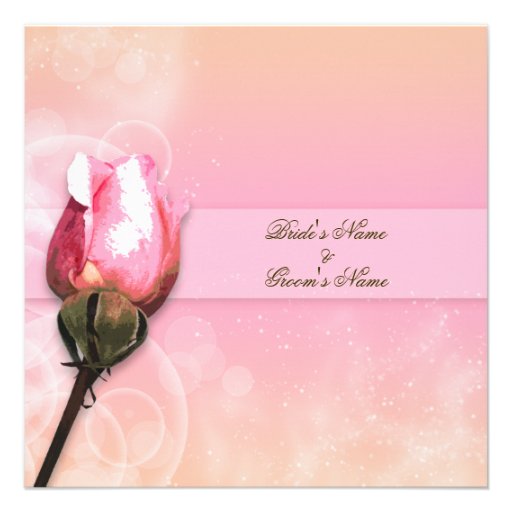Elegant floral wedding pink rose personalised invitations