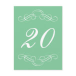 Elegant Flourish Table Numbers (Mint Green/White) postcards