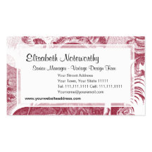 Elegant French Country Antique Red Toile de Jouy Business Card Template