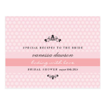 Elegant French Pink Bridal Shower Recipe Card Postcards