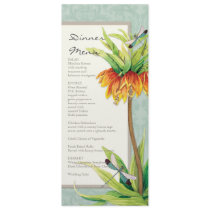 Elegant Fritillaria n Dragonfly Formal Dinner Menu Personalized Announcements