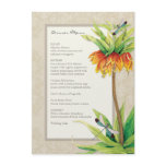 Elegant Fritillaria n Dragonfly Formal Dinner Menu invitations
