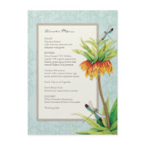 Elegant Fritillaria n Dragonfly Formal Dinner Menu Invite