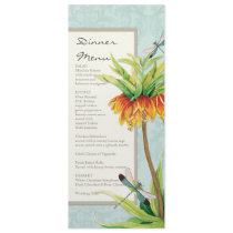 Elegant Fritillaria n Dragonfly Formal Dinner Menu Custom Announcement