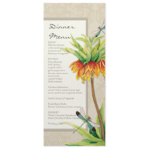 Elegant Fritillaria n Dragonfly Formal Dinner Menu Invitations