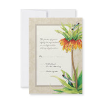 Elegant Fritillaria n Dragonfly RSVP Response Card Custom Announcement