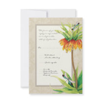 Elegant Fritillaria n Dragonfly RSVP Response Card Custom Invites