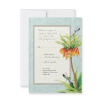 Elegant Fritillaria n Dragonfly RSVP Response Card Custom Invites