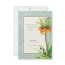 Elegant Fritillaria n Dragonfly RSVP Response Card Custom Invite