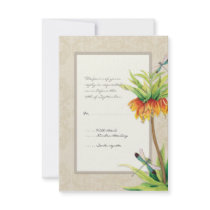 Elegant Fritillaria n Dragonfly RSVP Response Card Custom Announcements