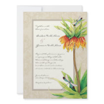 Elegant Fritillaria n Dragonfly Wedding Invitation