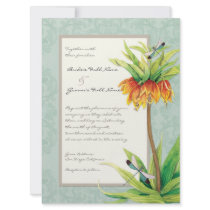 Elegant Fritillaria n Dragonfly Wedding Invitation