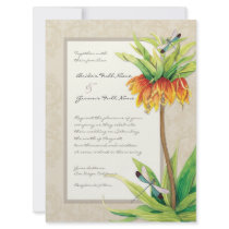 Elegant Fritillaria n Dragonfly Wedding Invitation