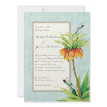 Elegant Fritillaria n Dragonfly Wedding Invitation