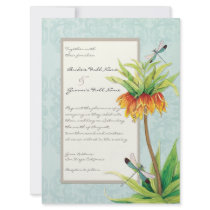 Elegant Fritillaria n Dragonfly Wedding Invitation