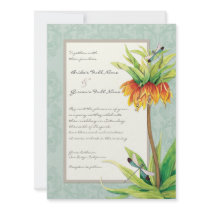 Elegant Fritillaria n Dragonfly Wedding Invitation