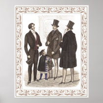 Elegant Gentlemen Formal Wear Biedermeier Period Posters