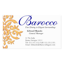 Elegant Gilded Damask Restaurant Business Card