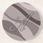 Elegant Glass Monogram Letter A Drink Coasters
