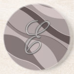 Elegant Glass Monogram Letter E Drink Coasters