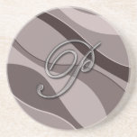 Elegant Glass Monogram Letter P Beverage Coasters