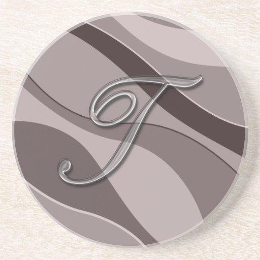 Elegant Glass Monogram Letter T Beverage Coaster