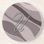 Elegant Glass Monogram Letter U Coasters