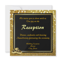 Elegant Glitter Wedding Rings - Wedding Reception Invites