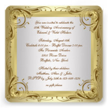 Elegant Gold 50th Wedding Anniversary Party Personalized Invites