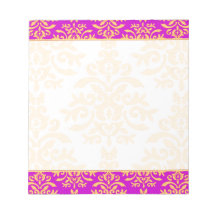 Elegant Gold and Purple Fuchsia Damask Memo Pads
