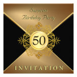 Elegant Gold Black 50th Birthday Surprise Party In Personalized Invitations