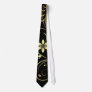 Elegant Gold & Black Floral Scroll Mens Tie