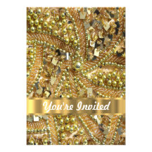 Elegant gold bling personalised invitation