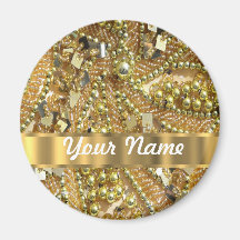 Elegant gold bling refrigerator magnet