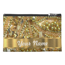 Elegant gold bling travel accessories bag