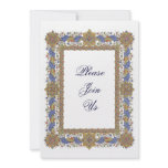 Elegant Gold & Blue Coctail Party Invitations