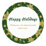 Elegant gold Christmas snowflake greetings stickers
