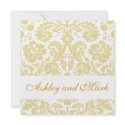 Elegant Gold Cream Damask Wedding Invitation