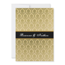 Elegant Gold Damask Wedding Invitation