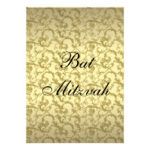 Elegant Gold Filigree Bat Mitzvah Invitation