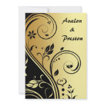 Elegant Gold Flower Scrollwork Wedding Invitation