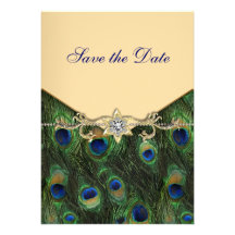 Elegant Gold Peacock Wedding Invitations