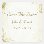 Elegant Gold Vintage Wedding Save The Date Stickers