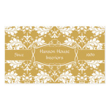 Elegant Gold White Damask Business Card