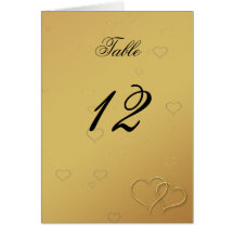 Elegant Golden Hearts Wedding Table Card