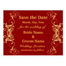 Elegant Golden Swirls Save The Date  Postcard
