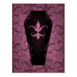 Elegant gothic coffin purple mauve Halloween Post Cards